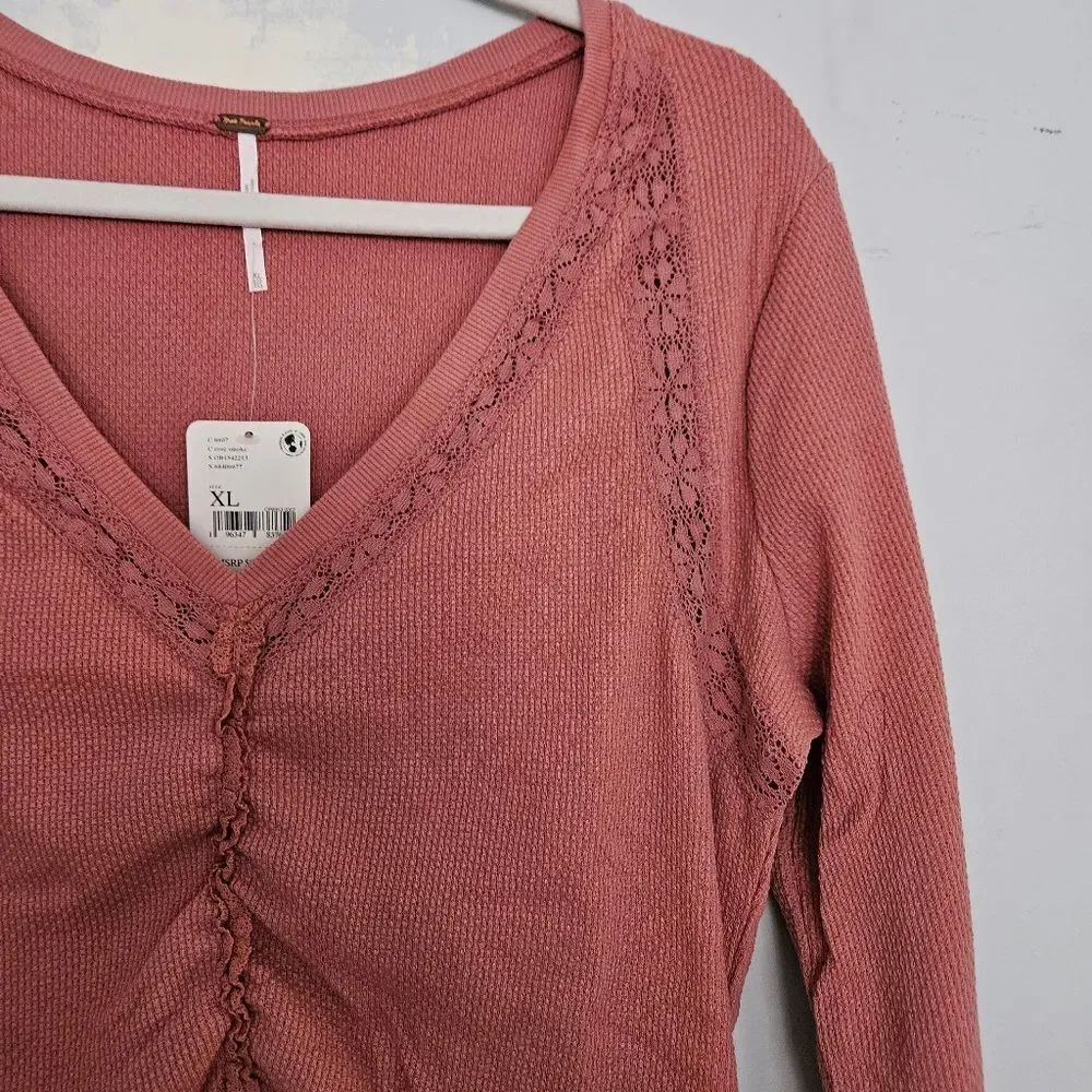 NWT Free People Wear Me Out Ruched Long Sleeve Top | XL